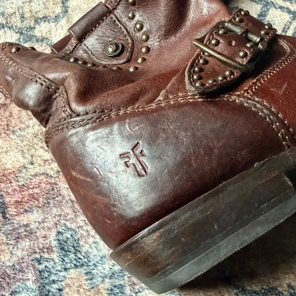 Frye Brown Studded Short Boots - Picture 4 of 6